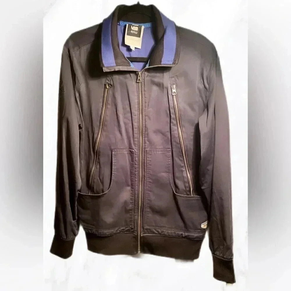 G Star Raw Men's Jacket "Jack Vest SW" Soft Shell Lined Blue Ctn Zippers Pkts L
